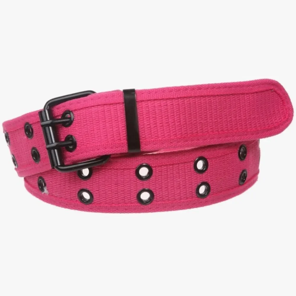 ☔️🔸️Unisex Hot Pink Canvas Double Grommet Belt Small